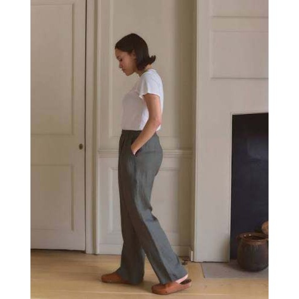 Pyne & Smith 100% European Flax Linen Lounge Pants Olive Green 2X Made in USA